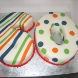 60th birthday cake - Spots and stripes