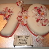 70th birthday cake, orchids